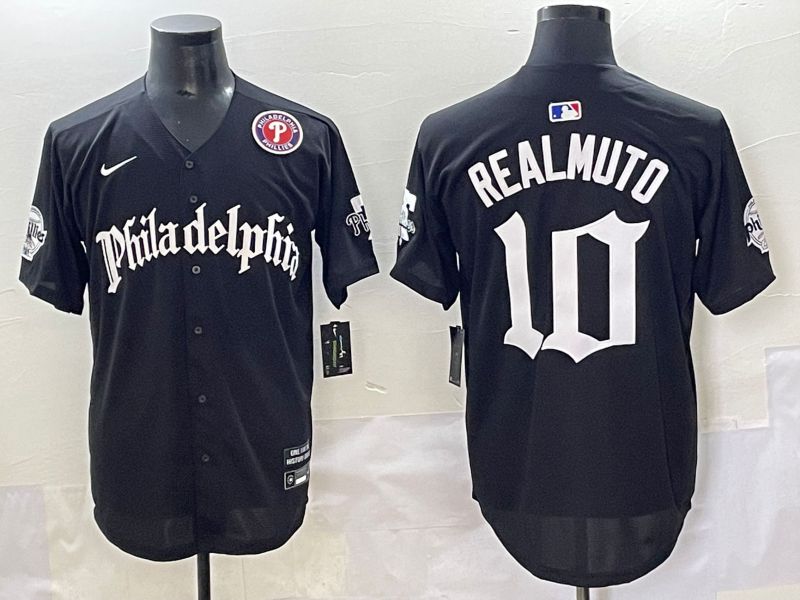 Men 2025 Philadelphia Phillies #10 Realmuto Black Five generations Joint Name Nike MLB Jersey style 7